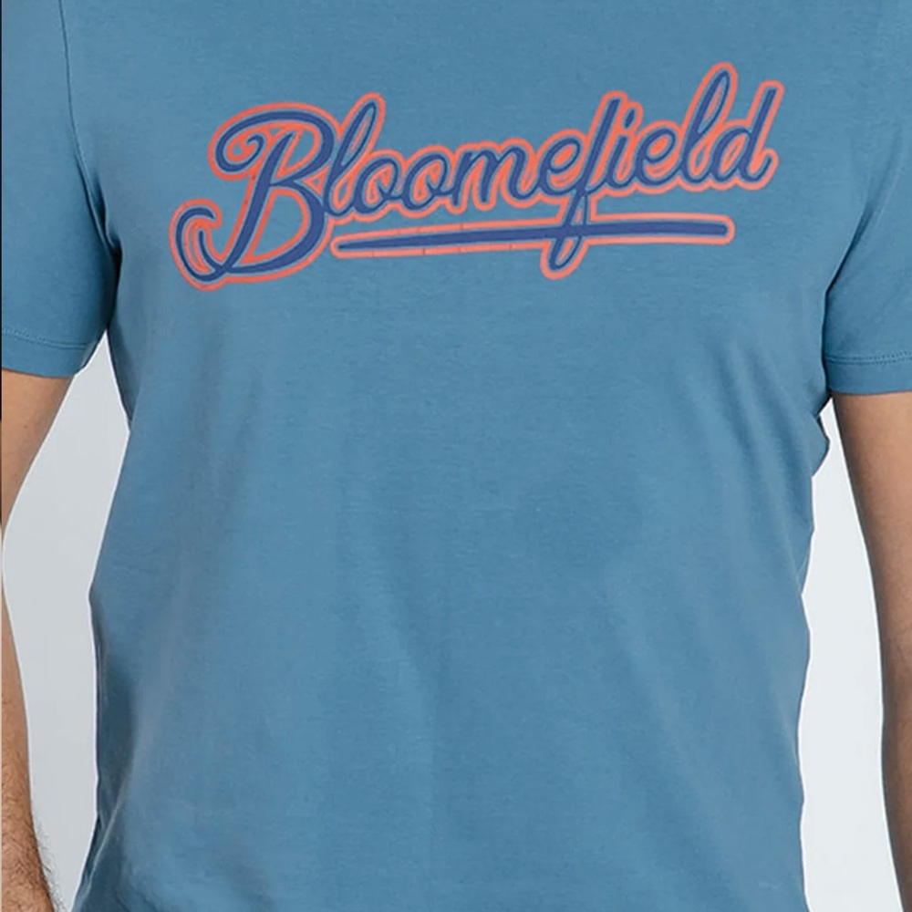 Blue Short Sleeve Tee with Script Design